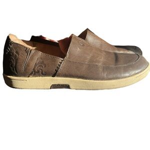 OluKai Kama'aina Brown Leather Slip-On Loafer Shoes Men’s Size 9